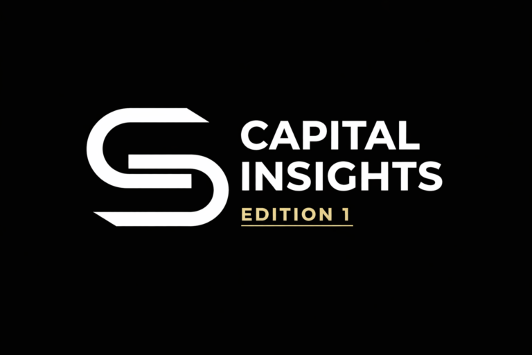 Stefanov Capital on black back ground with capital insights next to logo with small gold call out for edition 1 below.